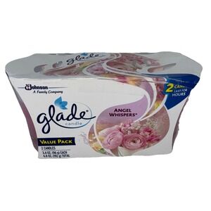 2 x Glade Scented Candle Jar, Angel Whispers  Air Freshener‎ Whispers NOS